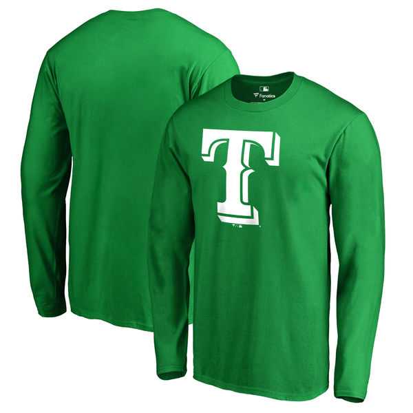 Men's Texas Rangers Fanatics Branded Kelly Green St. Patrick's Day White Logo Long Sleeve T-Shirt,We sell and wholesale Men's Texas Rangers Fanatics Branded Kelly Green St. Patrick's Day White Logo Long Sleeve T-Shirt on line form chian!